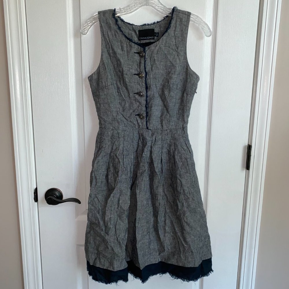 Cynthia Rowley 4 Linen sundress dressy EUC Beautiful! pockets!